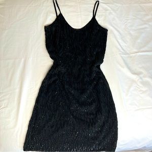Vintage Stenay Beaded Little Black Dress Silk Slip Style Dress Intricate Beading